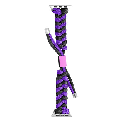 For Apple Watch Ultra 49mm Paracord Fishtail Braided Silicone Bead Watch Band(Black Purple) - Watch Bands by PMC Jewellery | Online Shopping South Africa | PMC Jewellery | Buy Now Pay Later Mobicred