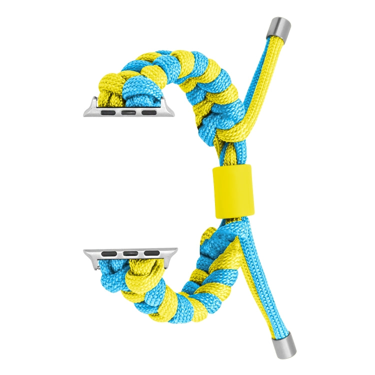 For Apple Watch Ultra 49mm Paracord Fishtail Braided Silicone Bead Watch Band(Light Blue Yellow) - Watch Bands by PMC Jewellery | Online Shopping South Africa | PMC Jewellery | Buy Now Pay Later Mobicred