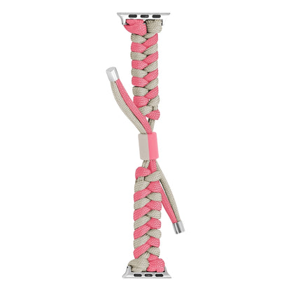 For Apple Watch Ultra 49mm Paracord Fishtail Braided Silicone Bead Watch Band(Pink Grey) - Watch Bands by PMC Jewellery | Online Shopping South Africa | PMC Jewellery | Buy Now Pay Later Mobicred