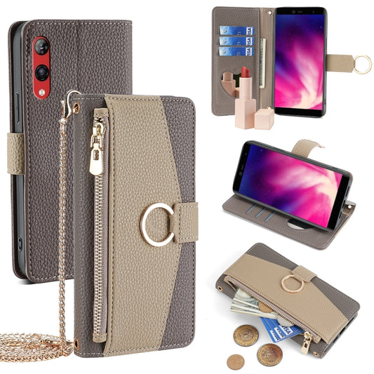 For Rakuten Hand 4G Crossbody Litchi Texture Leather Phone Case(Grey) - More Brand by PMC Jewellery | Online Shopping South Africa | PMC Jewellery | Buy Now Pay Later Mobicred