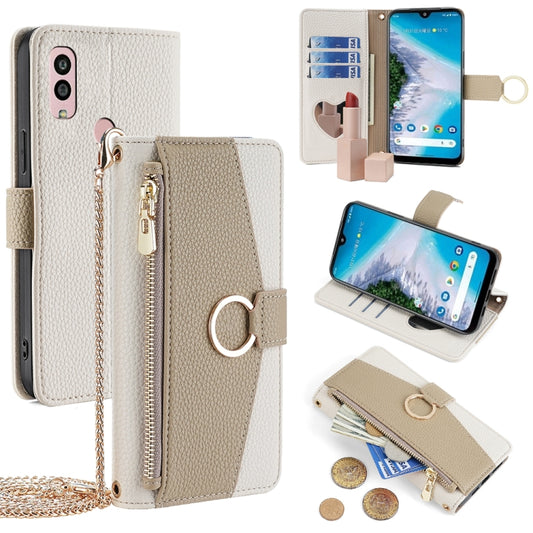 For Kyocera Android One S10 Crossbody Litchi Texture Leather Phone Case(White) - More Brand by PMC Jewellery | Online Shopping South Africa | PMC Jewellery | Buy Now Pay Later Mobicred