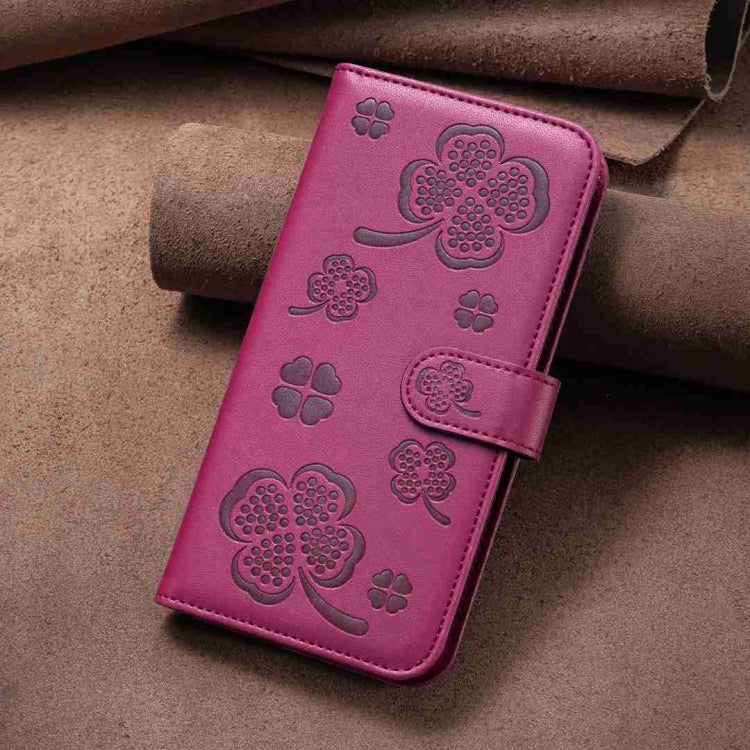 For Xiaomi 13 Lite 5G Four-leaf Embossed Leather Phone Case(Rose Red) - 13 Lite Cases by PMC Jewellery | Online Shopping South Africa | PMC Jewellery | Buy Now Pay Later Mobicred