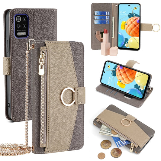 For LG K52 Crossbody Litchi Texture Leather Phone Case(Grey) - LG by PMC Jewellery | Online Shopping South Africa | PMC Jewellery | Buy Now Pay Later Mobicred