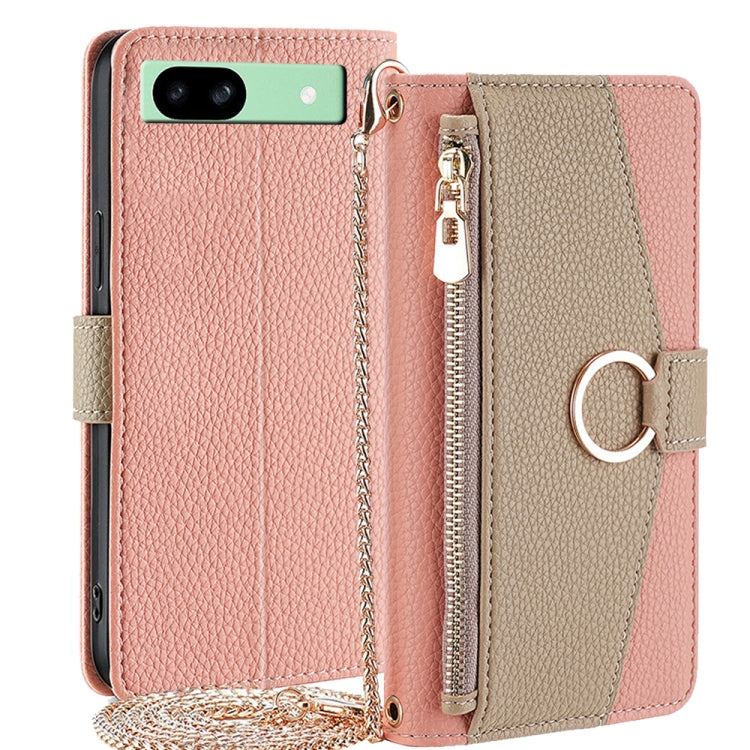 For Google Pixel 8a Crossbody Litchi Texture Leather Phone Case(Pink) - Google Cases by PMC TechLife | Online Shopping South Africa | PMC TechLife | Buy Now Pay Later Mobicred