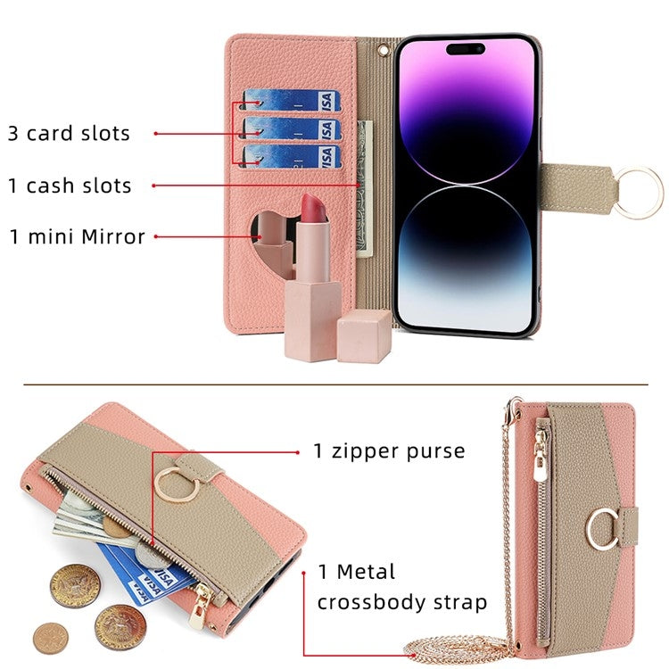For Google Pixel 8a Crossbody Litchi Texture Leather Phone Case(Pink) - Google Cases by PMC TechLife | Online Shopping South Africa | PMC TechLife | Buy Now Pay Later Mobicred