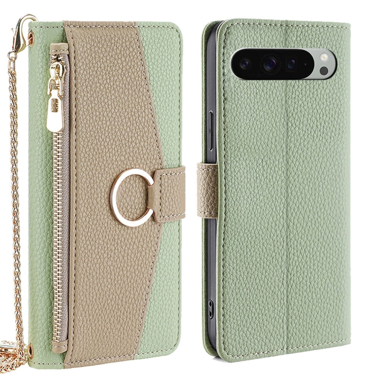 For Google Pixel 9 Pro XL Crossbody Litchi Texture Leather Phone Case(Green) - Google Cases by PMC TechLife | Online Shopping South Africa | PMC TechLife | Buy Now Pay Later Mobicred