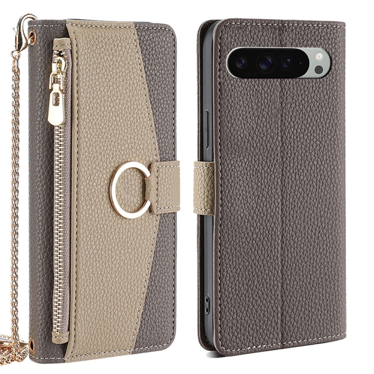 For Google Pixel 9 Pro XL Crossbody Litchi Texture Leather Phone Case(Grey) - Google Cases by PMC TechLife | Online Shopping South Africa | PMC TechLife | Buy Now Pay Later Mobicred