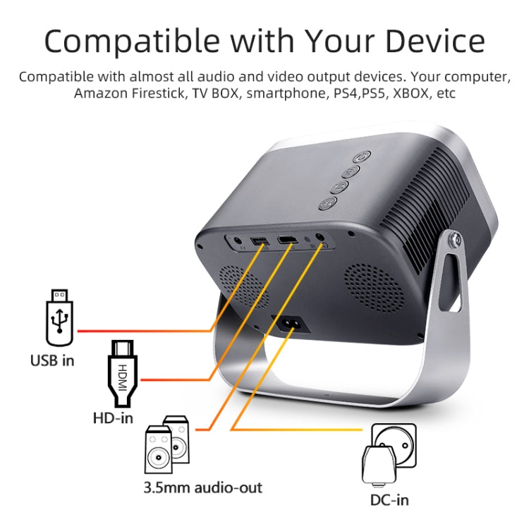 A003 150 Lumens 1280x720P 360 Degree Rotating LED Mini Android Projector, Specification:UK Plug - LED Projector by PMC TechLife | Online Shopping South Africa | PMC TechLife | Buy Now Pay Later Mobicred