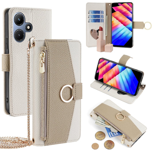 For Infinix Hot 30i 4G Crossbody Litchi Texture Leather Phone Case(White) - Infinix Cases by PMC Jewellery | Online Shopping South Africa | PMC Jewellery | Buy Now Pay Later Mobicred