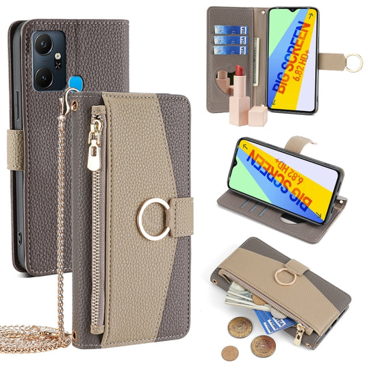 For Infinix Smart 6 Plus Crossbody Litchi Texture Leather Phone Case(Grey) - Infinix Cases by PMC Jewellery | Online Shopping South Africa | PMC Jewellery | Buy Now Pay Later Mobicred