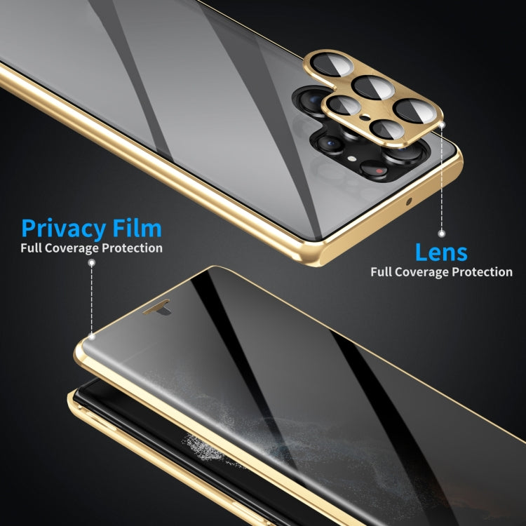 For Samsung Galaxy S24 5G Privacy Full Cover Magnetic Metal Tempered Glass Phone Case(Black) - Galaxy S24 5G Cases by PMC Jewellery | Online Shopping South Africa | PMC Jewellery | Buy Now Pay Later Mobicred