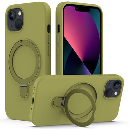 For iPhone 13 MagSafe Magnetic Liquid Silicone Phone Case with Ring Holder(Willow Green) - iPhone 13 Cases by PMC Jewellery | Online Shopping South Africa | PMC Jewellery