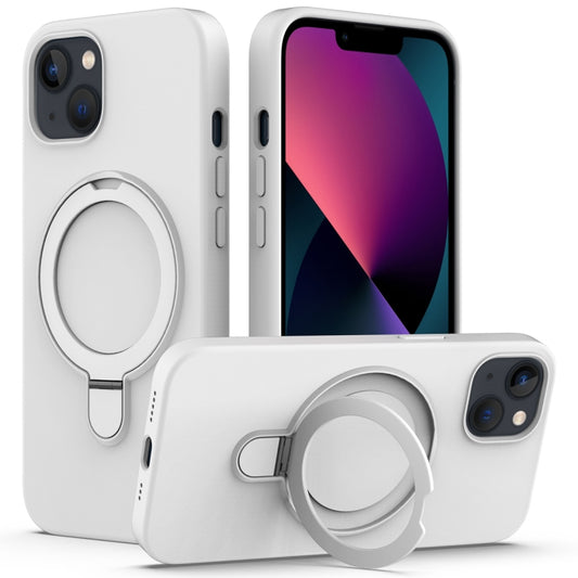 For iPhone 15 MagSafe Magnetic Liquid Silicone Phone Case with Ring Holder(White) - iPhone 15 Cases by PMC Jewellery | Online Shopping South Africa | PMC Jewellery