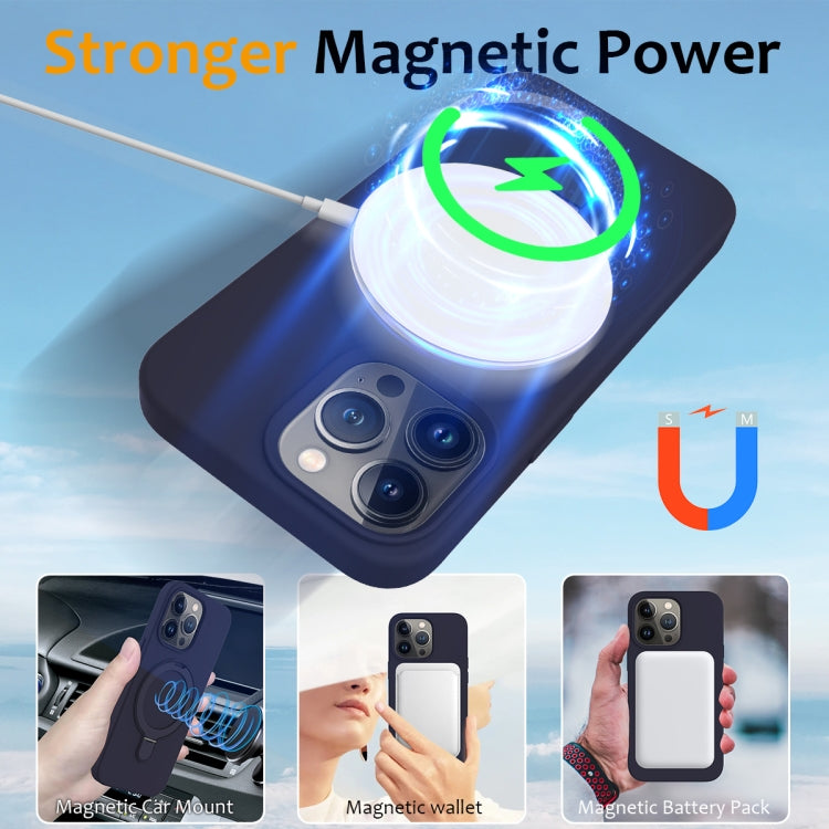 For iPhone 15 Pro MagSafe Magnetic Liquid Silicone Phone Case with Ring Holder(Midnight Blue) - iPhone 15 Pro Cases by PMC Jewellery | Online Shopping South Africa | PMC Jewellery