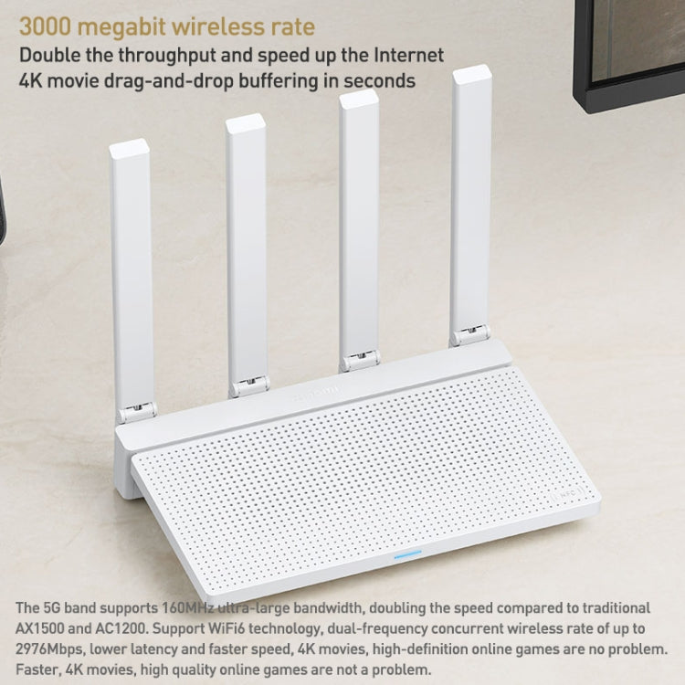 Original Xiaomi AX3000T 2.4GHz/5GHz Dual-band 1.3GHz CPU Router Supports NFC Connection, US Plug(White) - Wireless Routers by Xiaomi | Online Shopping South Africa | PMC Jewellery | Buy Now Pay Later Mobicred