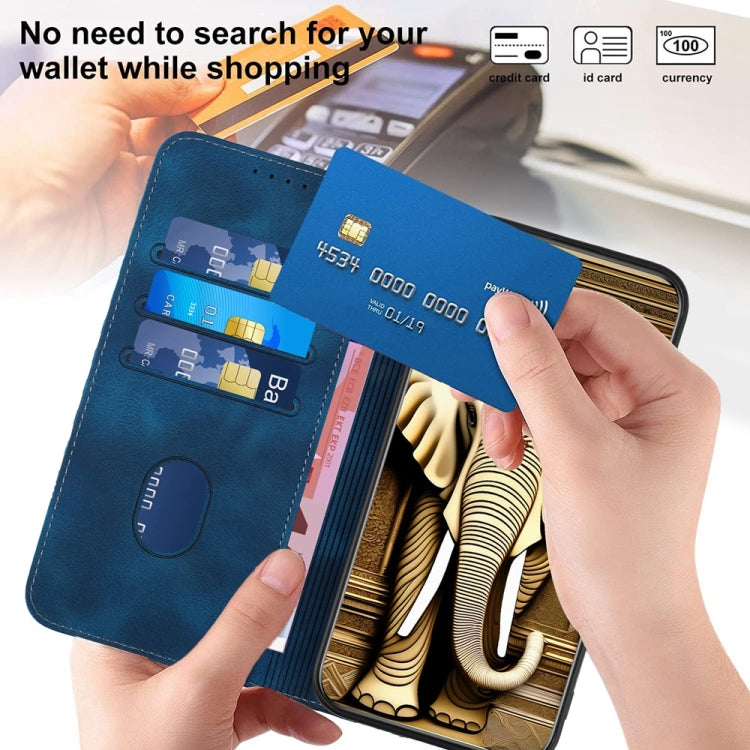 For iPhone 16 Plus YX0060 Elephant Head Embossed Phone Leather Case with Lanyard(Royal Blue) - free shipping - PMC TechLife - Order now!