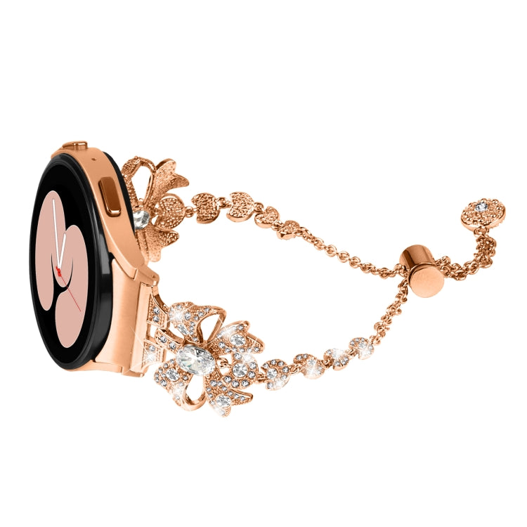 For Samsung Galaxy Watch6 / 6 Classic Bowknot Glitter Diamond Bracelet Watch Band(Rose Gold) - Watch Bands by PMC Jewellery | Online Shopping South Africa | PMC Jewellery