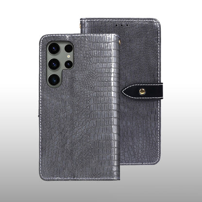 For Samsung Galaxy S24 Ultra 5G idewei Crocodile Texture Leather Phone Case(Grey) - Galaxy S24 Ultra 5G Cases by idewei | Online Shopping South Africa | PMC Jewellery | Buy Now Pay Later Mobicred