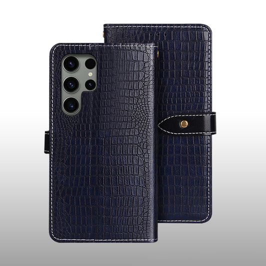 For Samsung Galaxy S24 Ultra 5G idewei Crocodile Texture Leather Phone Case(Dark Blue) - Galaxy S24 Ultra 5G Cases by idewei | Online Shopping South Africa | PMC Jewellery | Buy Now Pay Later Mobicred