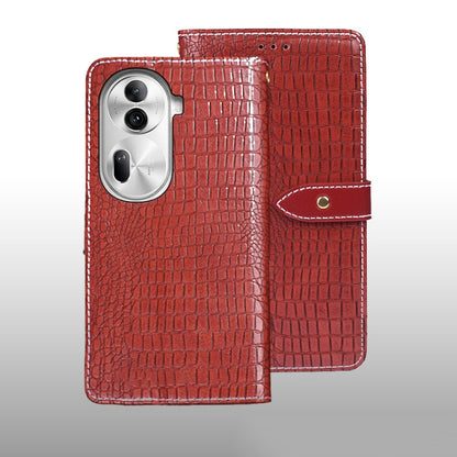 For OPPO Reno11 Pro 5G Global idewei Crocodile Texture Leather Phone Case(Red) - Reno11 Pro Cases by idewei | Online Shopping South Africa | PMC Jewellery | Buy Now Pay Later Mobicred