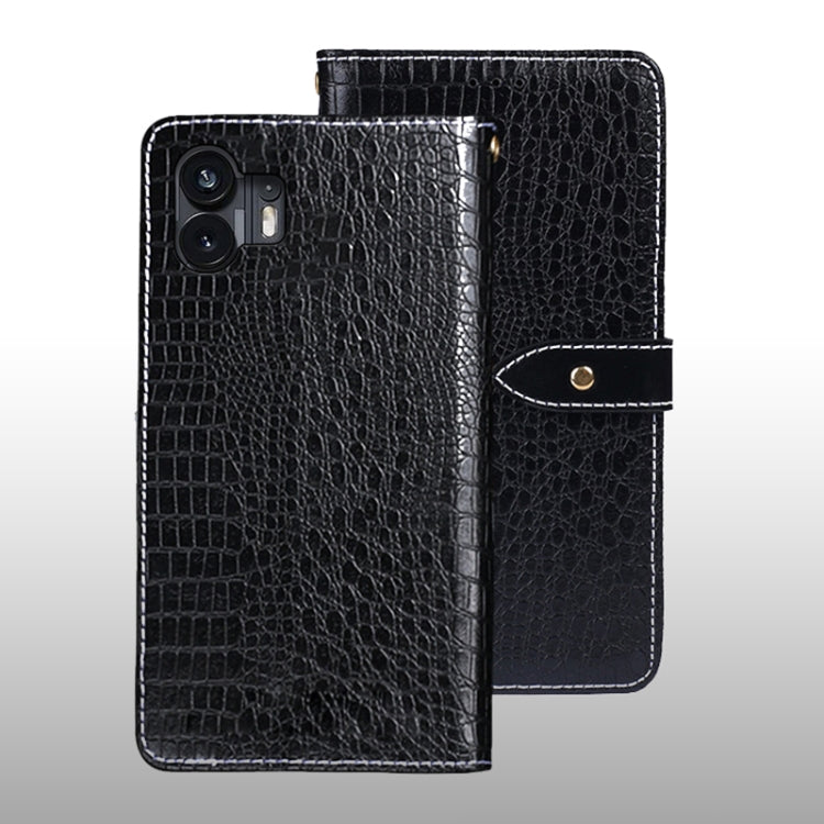 For Nothing Phone 2 idewei Crocodile Texture Leather Phone Case(Black) - More Brand by idewei | Online Shopping South Africa | PMC Jewellery | Buy Now Pay Later Mobicred