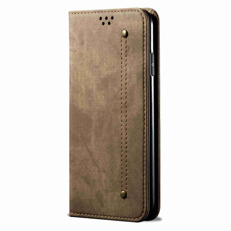 For Motorola Edge 40 Neo Denim Texture Flip Leather Phone Case(Khaki) - free shipping - PMC TechLife - Order now!