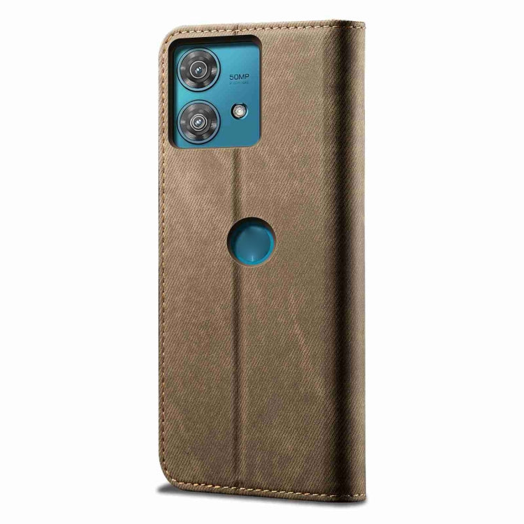 For Motorola Edge 40 Neo Denim Texture Flip Leather Phone Case(Khaki) - free shipping - PMC TechLife - Order now!
