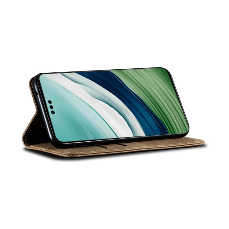 For Motorola Edge 40 Neo Denim Texture Flip Leather Phone Case(Khaki) - free shipping - PMC TechLife - Order now!