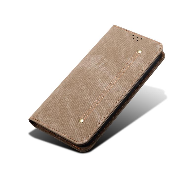 For Motorola Edge 5G 2025 Denim Texture Flip Leather Phone Case(Khaki) - free shipping - PMC TechLife - Order now!