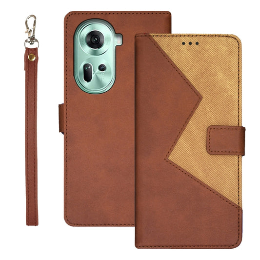 For OPPO Reno11 5G Global idewei Two-color Splicing Leather Phone Case(Brown) - Reno11 Cases by idewei | Online Shopping South Africa | PMC Jewellery | Buy Now Pay Later Mobicred