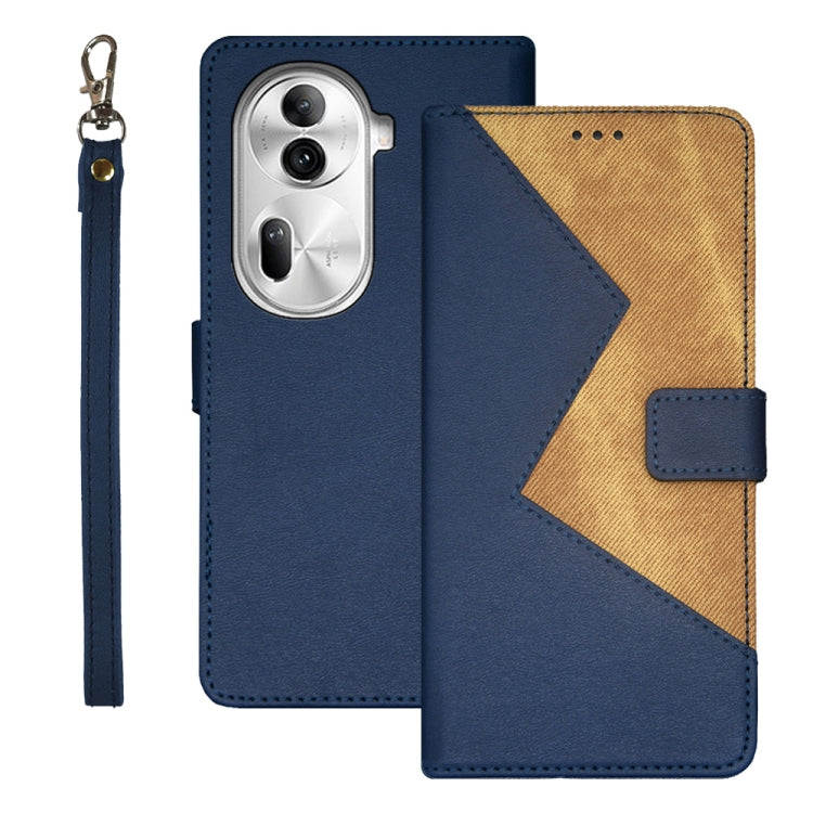 For OPPO Reno11 Pro 5G Global idewei Two-color Splicing Leather Phone Case(Blue) - Reno11 Pro Cases by idewei | Online Shopping South Africa | PMC Jewellery | Buy Now Pay Later Mobicred