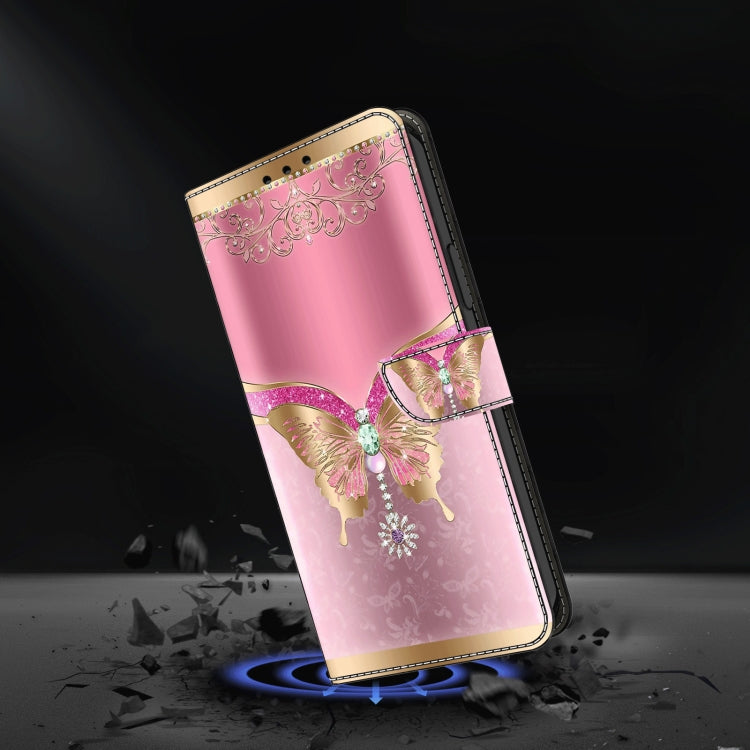 For Honor Magic6 Lite Crystal 3D Shockproof Protective Leather Phone Case(Pink Bottom Butterfly) - Honor Cases by PMC Jewellery | Online Shopping South Africa | PMC Jewellery | Buy Now Pay Later Mobicred