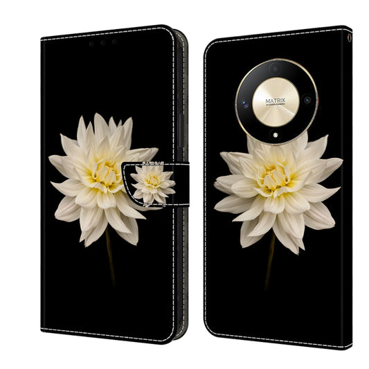 For Honor Magic6 Lite Crystal 3D Shockproof Protective Leather Phone Case(White Flower) - Honor Cases by PMC Jewellery | Online Shopping South Africa | PMC Jewellery | Buy Now Pay Later Mobicred