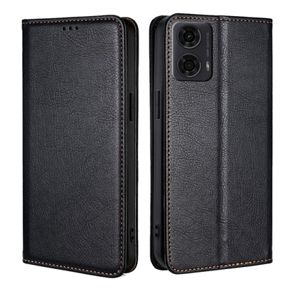 For Motorola Moto G24 4G Gloss Oil Solid Color Magnetic Leather Phone Case(Black) - Motorola Cases by PMC Jewellery | Online Shopping South Africa | PMC Jewellery | Buy Now Pay Later Mobicred