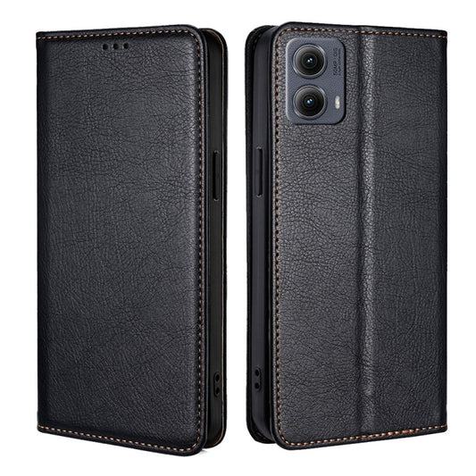 For Motorola Edge 5G 2024 Gloss Oil Solid Color Magnetic Leather Phone Case(Black) - Motorola Cases by PMC Jewellery | Online Shopping South Africa | PMC Jewellery | Buy Now Pay Later Mobicred