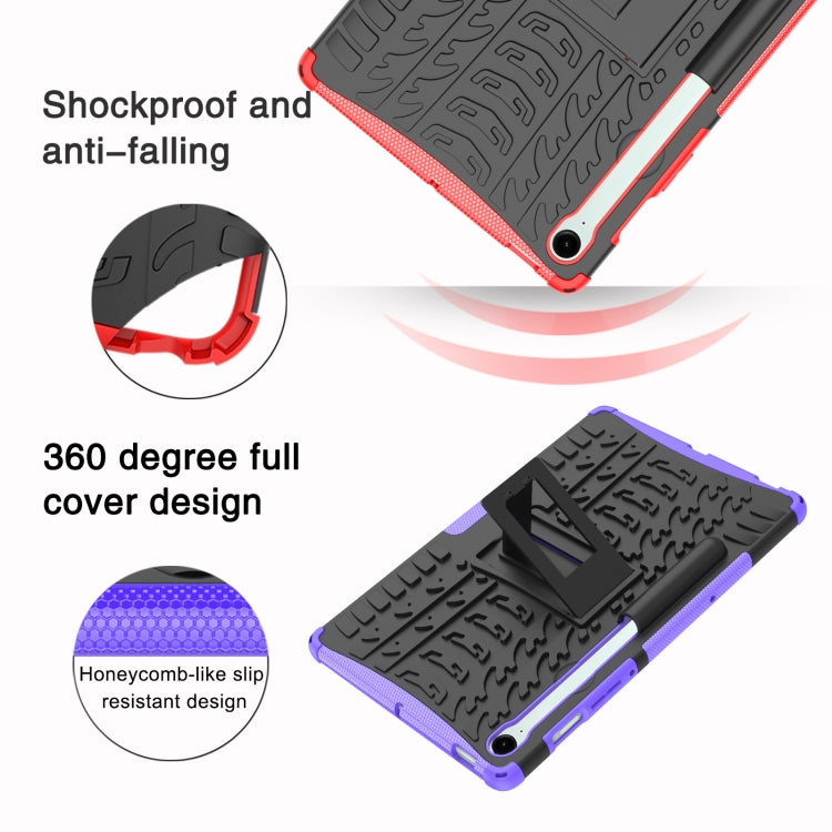 For Samsung Galaxy Tab S9 FE / S10 FE Tire Texture TPU + PC Tablet Case with Holder(Green) - Galaxy Tab S9 FE by PMC Jewellery | Online Shopping South Africa | PMC Jewellery | Buy Now Pay Later Mobicred