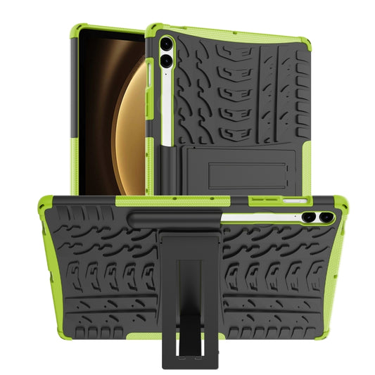 For Samsung Galaxy Tab S9 FE+ Tire Texture TPU + PC Tablet Case with Holder(Green) - Galaxy Tab S9 FE+ by PMC Jewellery | Online Shopping South Africa | PMC Jewellery | Buy Now Pay Later Mobicred