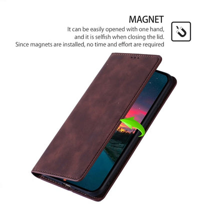 For Realme 12 5G Skin Feel Magnetic Leather Phone Case(Dark Brown) - Realme Cases by PMC Jewellery | Online Shopping South Africa | PMC Jewellery | Buy Now Pay Later Mobicred