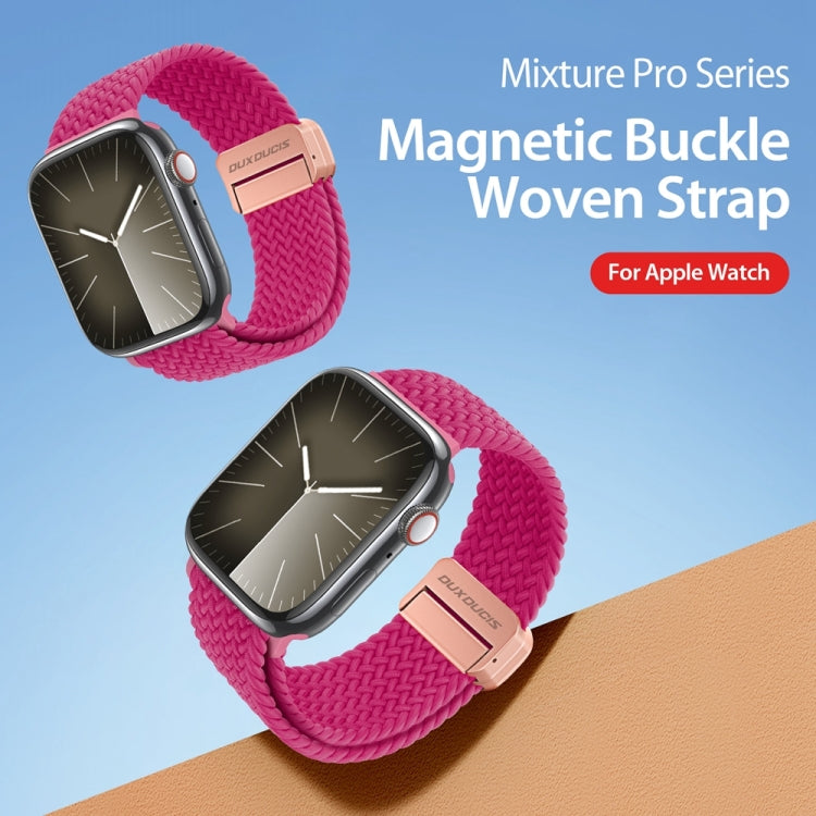 For Apple Watch SE 2022 44mm DUX DUCIS Mixture Pro Series Magnetic Buckle Nylon Braid Watch Band(Raspberry Color) - Watch Bands by DUX DUCIS | Online Shopping South Africa | PMC Jewellery | Buy Now Pay Later Mobicred