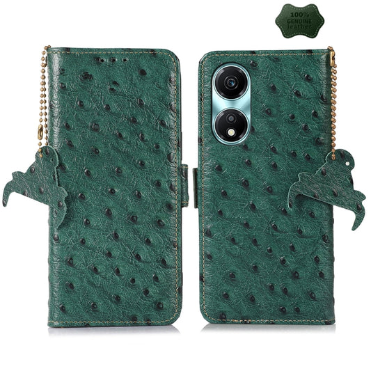 For Honor X5 Plus Ostrich Pattern Genuine Leather RFID Phone Case(Green) - Honor Cases by PMC Jewellery | Online Shopping South Africa | PMC Jewellery | Buy Now Pay Later Mobicred