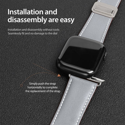 For Apple Watch SE 2023 44mm DUX DUCIS YA Series Magnetic Buckle Genuine Leather Watch Band(Grey) - Watch Bands by DUX DUCIS | Online Shopping South Africa | PMC Jewellery | Buy Now Pay Later Mobicred