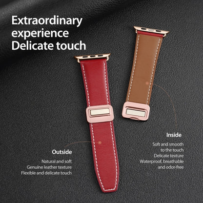 For Apple Watch SE 2023 40mm DUX DUCIS YA Series Magnetic Buckle Genuine Leather Watch Band(Red) - Watch Bands by DUX DUCIS | Online Shopping South Africa | PMC Jewellery | Buy Now Pay Later Mobicred