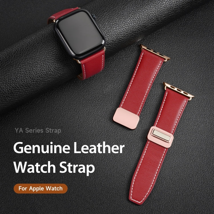 For Apple Watch Ultra 2 49mm DUX DUCIS YA Series Magnetic Buckle Genuine Leather Watch Band(Red) - Watch Bands by DUX DUCIS | Online Shopping South Africa | PMC Jewellery | Buy Now Pay Later Mobicred