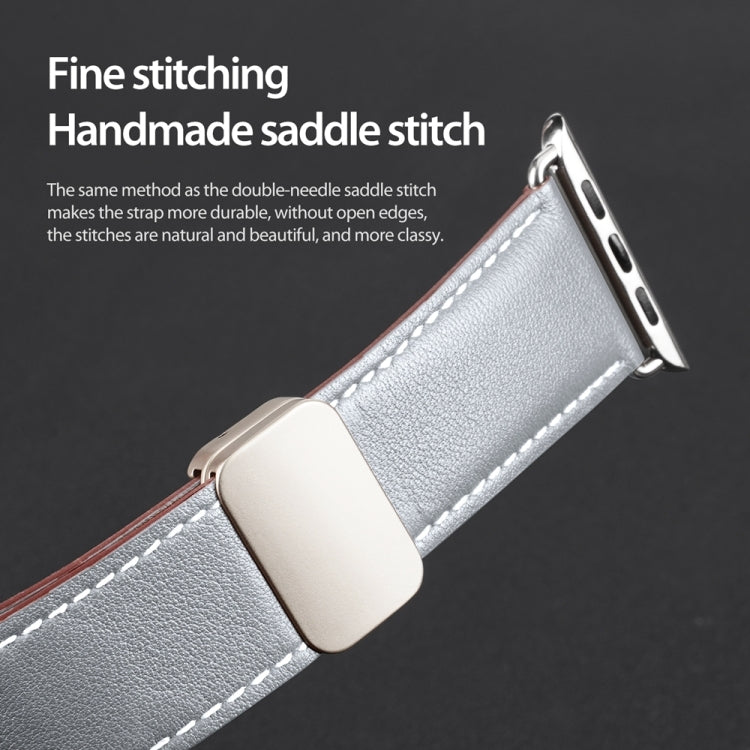 For Apple Watch Series 9 45mm DUX DUCIS YA Series Magnetic Buckle Genuine Leather Watch Band(Grey) - Watch Bands by DUX DUCIS | Online Shopping South Africa | PMC Jewellery | Buy Now Pay Later Mobicred