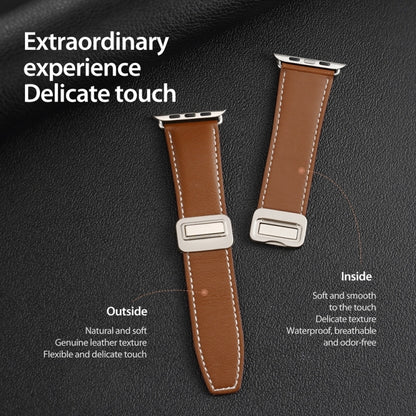 For Apple Watch Series 9 41mm DUX DUCIS YA Series Magnetic Buckle Genuine Leather Watch Band(Brown) - Watch Bands by DUX DUCIS | Online Shopping South Africa | PMC Jewellery | Buy Now Pay Later Mobicred