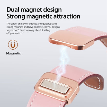 For Apple Watch Series 9 41mm DUX DUCIS YA Series Magnetic Buckle Genuine Leather Watch Band(Pink) - Watch Bands by DUX DUCIS | Online Shopping South Africa | PMC Jewellery | Buy Now Pay Later Mobicred