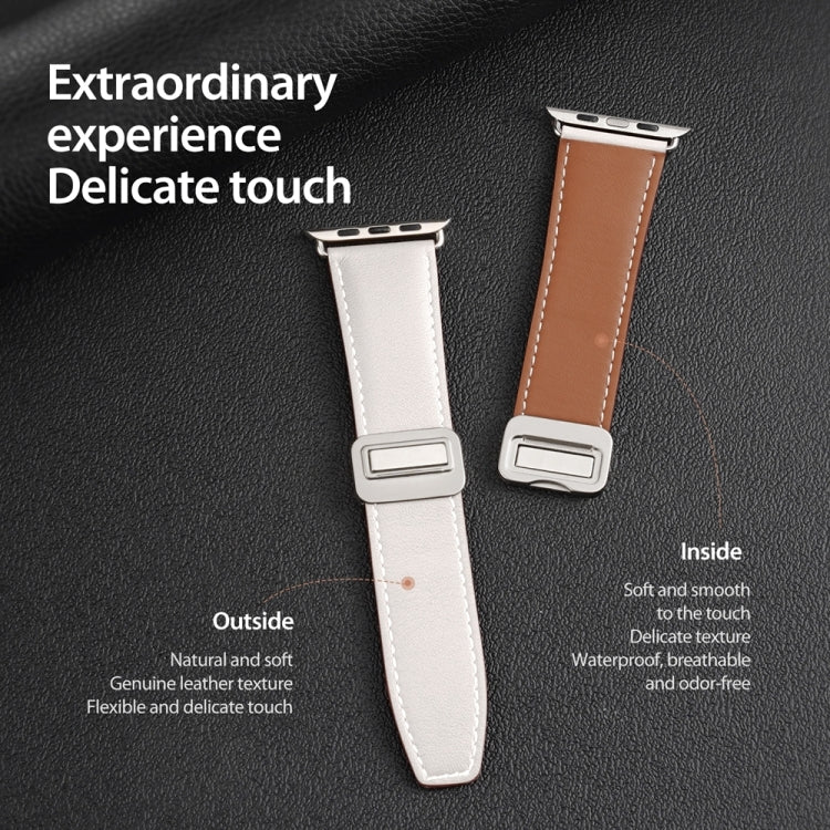 For Apple Watch Ultra 49mm DUX DUCIS YA Series Magnetic Buckle Genuine Leather Watch Band(White) - Watch Bands by DUX DUCIS | Online Shopping South Africa | PMC Jewellery | Buy Now Pay Later Mobicred