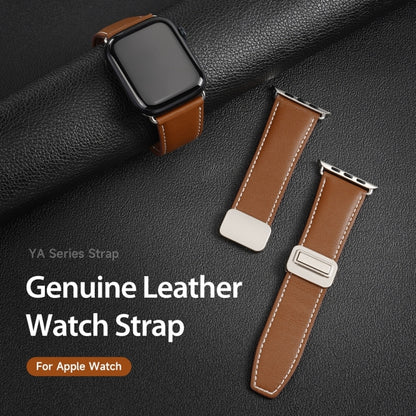 For Apple Watch Series 8 41mm DUX DUCIS YA Series Magnetic Buckle Genuine Leather Watch Band(Brown) - Watch Bands by DUX DUCIS | Online Shopping South Africa | PMC Jewellery | Buy Now Pay Later Mobicred