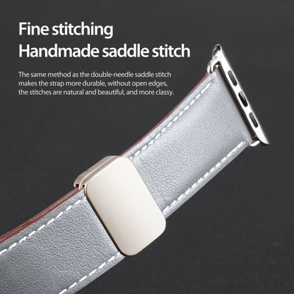 For Apple Watch Series 7 41mm DUX DUCIS YA Series Magnetic Buckle Genuine Leather Watch Band(Grey) - Watch Bands by DUX DUCIS | Online Shopping South Africa | PMC Jewellery | Buy Now Pay Later Mobicred