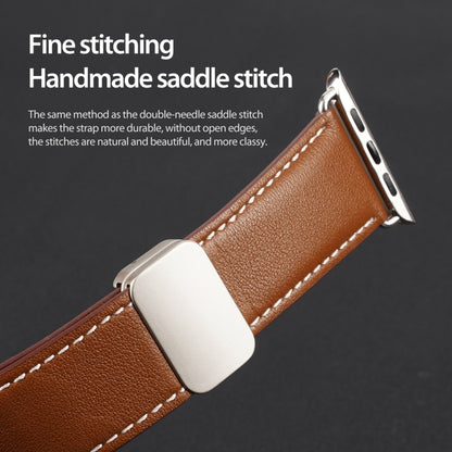 For Apple Watch SE 40mm DUX DUCIS YA Series Magnetic Buckle Genuine Leather Watch Band(Brown) - Watch Bands by DUX DUCIS | Online Shopping South Africa | PMC Jewellery | Buy Now Pay Later Mobicred